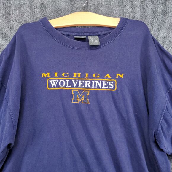Pro Edge Men's Michigan Wolverines T-Shirt Blue XL Short Sleeve Logo Embroidered - Picture 3 of 13